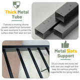 Mirightone Gaming Queen Loft Bed with Desk and Stairs, Metal Lofts Bed Queen Size with Upper Storage Shelf, High LoftBed with Light, USB Charging Station and Wardrobe for Adults, Teens, Black Mirightone