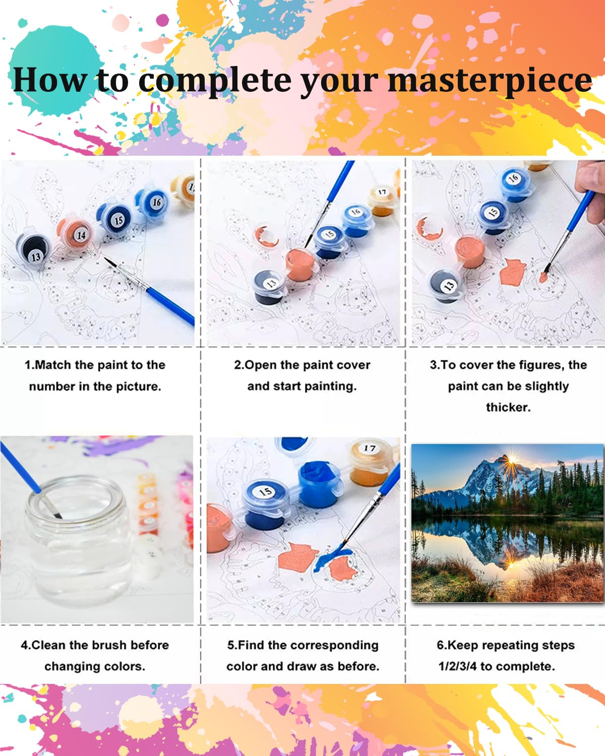 TOCARE Mountains Paint by Numbers Kit for Adults Nature,Adult Paint by Number Mountain Lake,Acrylic Adults' Paint-by-Number Kits Canvas 16x20Inch TOCARE