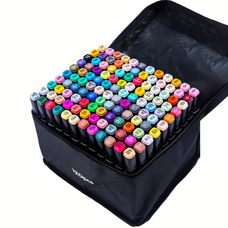 CREATSPARK Alcohol Markers 120 Colors with Base Dual Tip Art Drawing Markers for Anime Sketch Illustrations - Refillable CREATSPARK
