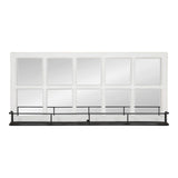 Kate and Laurel Jackson Casual Farmhouse Solid Wood 10 Windowpane Mirror with Distressed Black Metal Shelf, 40x18, Coastal White Kate and Laurel