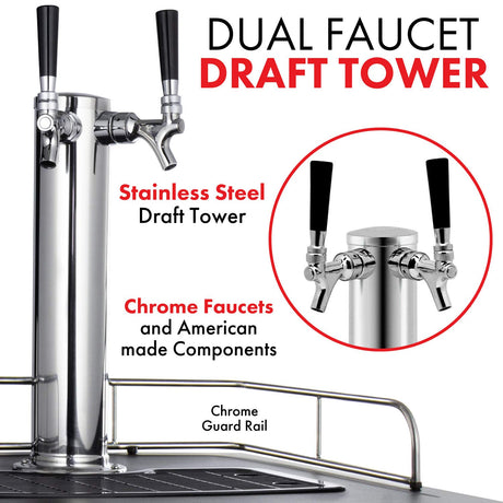Kegco HBK309S-2 Home Brew Keg Dispenser, Stainless Steel, 2 Tap Kegco