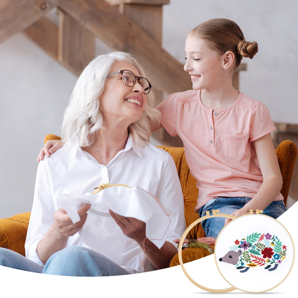 6 Pcs Embroidery Hoop 6 Size, Round Plastic Cross Stitch Hoop with 16 Needles (3.6In to 10.7 in), Small Embroidery Hoop, Cross Stitch Hoops and Frames, Suitable for Embroidery, Craft Sewing Phinus