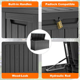 80 Gallon Resin Deck Box, Lockable Patio Outdoor Storage Box for Furniture, Garden Tools and Tools Storage, Waterproof Outside Storage Box - Black PatioZen