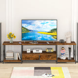 GYIIYUO TV Stand with Fabric Drawer - Entertainment Center and Industrial TV Console Table with Open Storage Shelves for Living Room, Bedroom - 55.1" Rustic Brown GYIIYUO