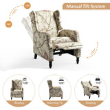 HULALA HOME Wingback Recliner Chairs Set of 2, Traditional Push Back Recliners with Solid Wood Legs, Modern Lounge Armchairs for Living Room, Comfy Upholstered Accent Reclining Chairs, Bird HULALA HOME