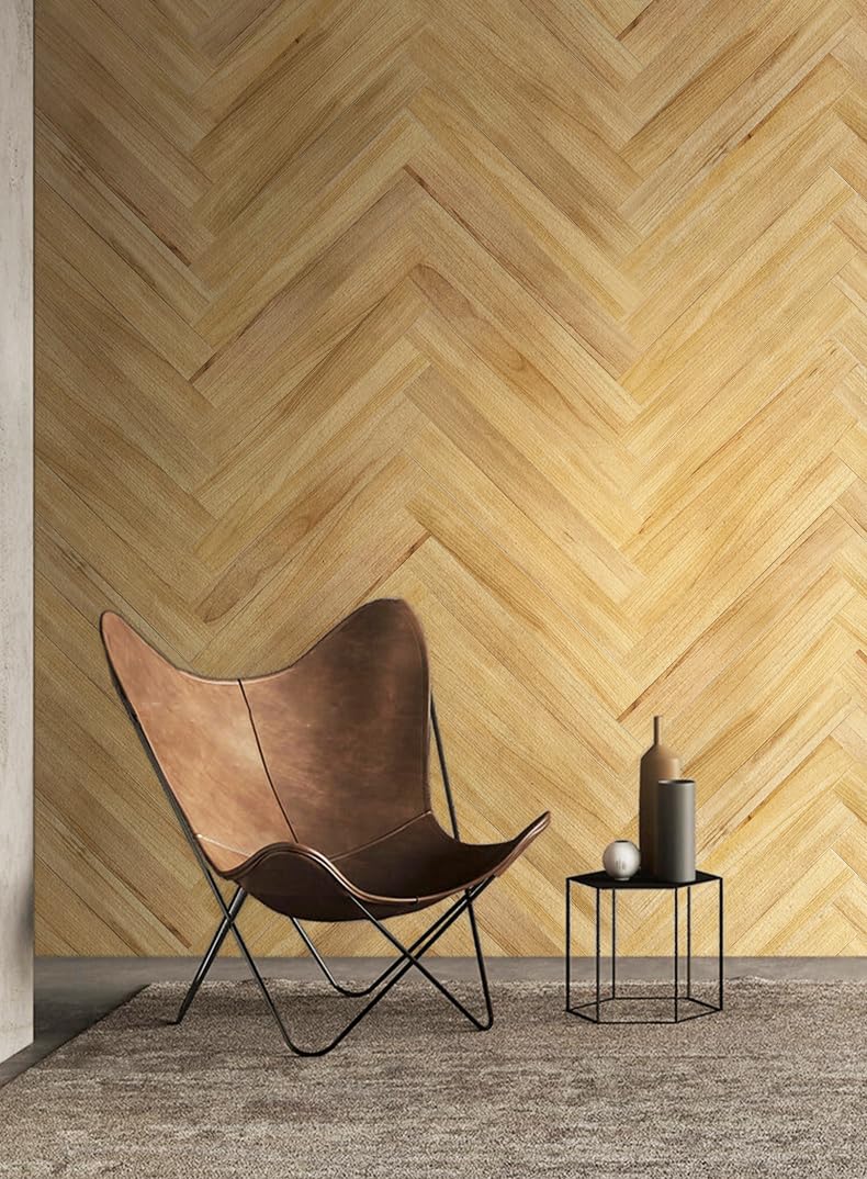 COLAMO 10PCS Faux Teak Peel and Stick Wood Panels for Wall, Vintage Farmhouse Adhesive Shiplap Boards for RV Backsplash, Living Room, Bed Room, Accent Wall, Self Stick On Wooden Paneling(12.4sqft) COLAMO