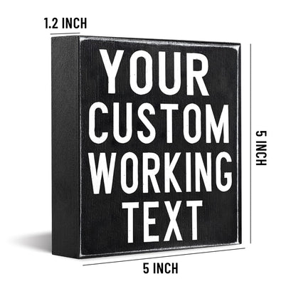 Your Custom Working Text Wood Box Sign Decor Desk Decorative Wooden Sign Rustic Home Bedroom Desk Bookshelves Counter Decoration Birthday Christmas Promotion For Women Men