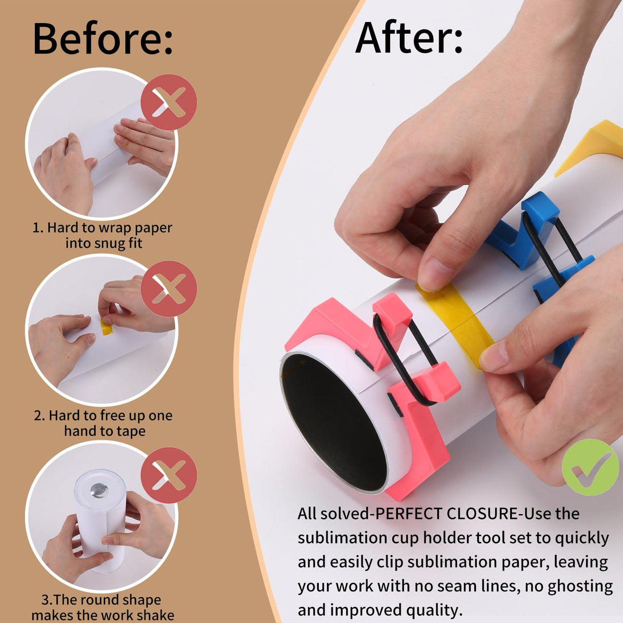 3 Size Tumbler Clamp for Sublimation,Cup Cradle for Crafting Tumblers,Sublimation Cup Holder Clamp for 15oz,20oz,30oz Cups,Mug Clamps for Sublimation,Tumbler Wrapper WAQONUY