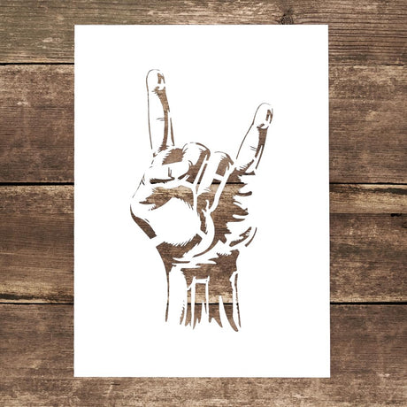 DIY Decorative Rock Roll Stencil Template for Painting on Canvas Wood Furniture Craft Paper (A4 Size) SLGIFT