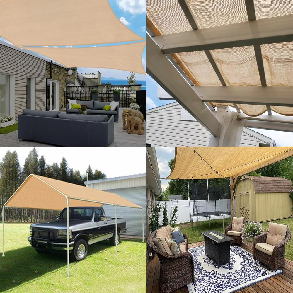 JUNKOGO Shade Cloth 90% 10x15 Ft Sun Shade Mesh Netting Cover for Pergola, Garden, Outdoor, Patio, Deck, Backyard JUNKOGO