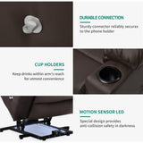 YITAHOME Recliner Chair with Phone Holder, Electric Power Lift Recliner Massage Sofa for Living Room, Home Theater Seating with Cup Holders and LED Lighting, Heated Recliner with USB Ports，Brown YITAHOME