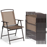 Crestlive Products Patio Folding Chairs Set of 8, Outdoor Folding Chairs with Durable Rust-Resistant Frame and Breathable Textilene Material for Outside, Brown Crestlive Products
