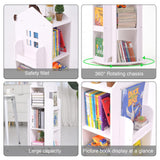 LEATOVOP 360° Rotating Bookshelf – Multi-Functional White Bookcase Storage Rack for Kids & Adults LEATOVOP