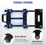 KEDSUM Upgraded Folding Hand Truck, 600lbs Heavy Duty Foldable Dolly Cart, Adjustable Handle Luggage Cart, Utility Cart with 6 Wheels & 2 Lashing Straps for Airport, Travel, Moving, Shopping, Office KEDSUM