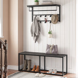 HOOBRO Dining Bench, 47.2 Inch Industrial Style Kitchen Table Bench, Steel Frame, Easy to Assemble, for Kitchen, Dining Room, Charcoal Gray and Black BC12CD01 HOOBRO