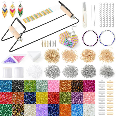 NOTIONSLAND Bead Loom Kits for Adults, Beading Loom with 12955 Beading Supplies, Bracelet Making Kits for Beginners, 3MM Bead, 24 Color