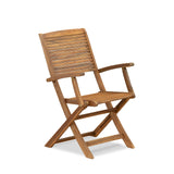 East West Furniture BHDCANA Hayward Outdoor Dining Folding Arm Chairs-Acacia Wood, Set of 2, Natural Oil East West Furniture