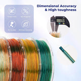 AMOLEN TPU 3D Printer Filament Bundle, Transparent Multicolor Rainbow TPU 1.75mm, Color Change Flexible Soft TPU 3D Printing Filament Supports High Speed, 200gX4 Spools AMOLEN