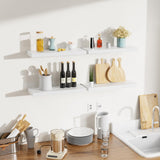 Bellsal Floating Shelves for Wall, White Engineered Wood Wall Shelf Set of 4, 16" Wall Mounted Floating Shelf for Kitchen, Living Room, Bedroom, Bathroom Storage, Book Shelf for Walls Home Decor Bellsal