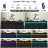 Hlivelood 9 Drawer Dresser with LED Light, Modern Chest of Drawers for Closet, Wide Drawer Organizer Cabinet for Bedroom, Living Room, Entryway, Hallway(9 Drawer Black) Hlivelood