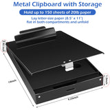 Janlaugh 1 Pieces Metal Storage Clipboard Letter Size Heavy Duty Aluminum Clip Board 14'' x 9.06'' x 2.95'' Contractor Clipboard Dual Storage Form Holder Paper Holder with High Capacity Clip Janlaugh