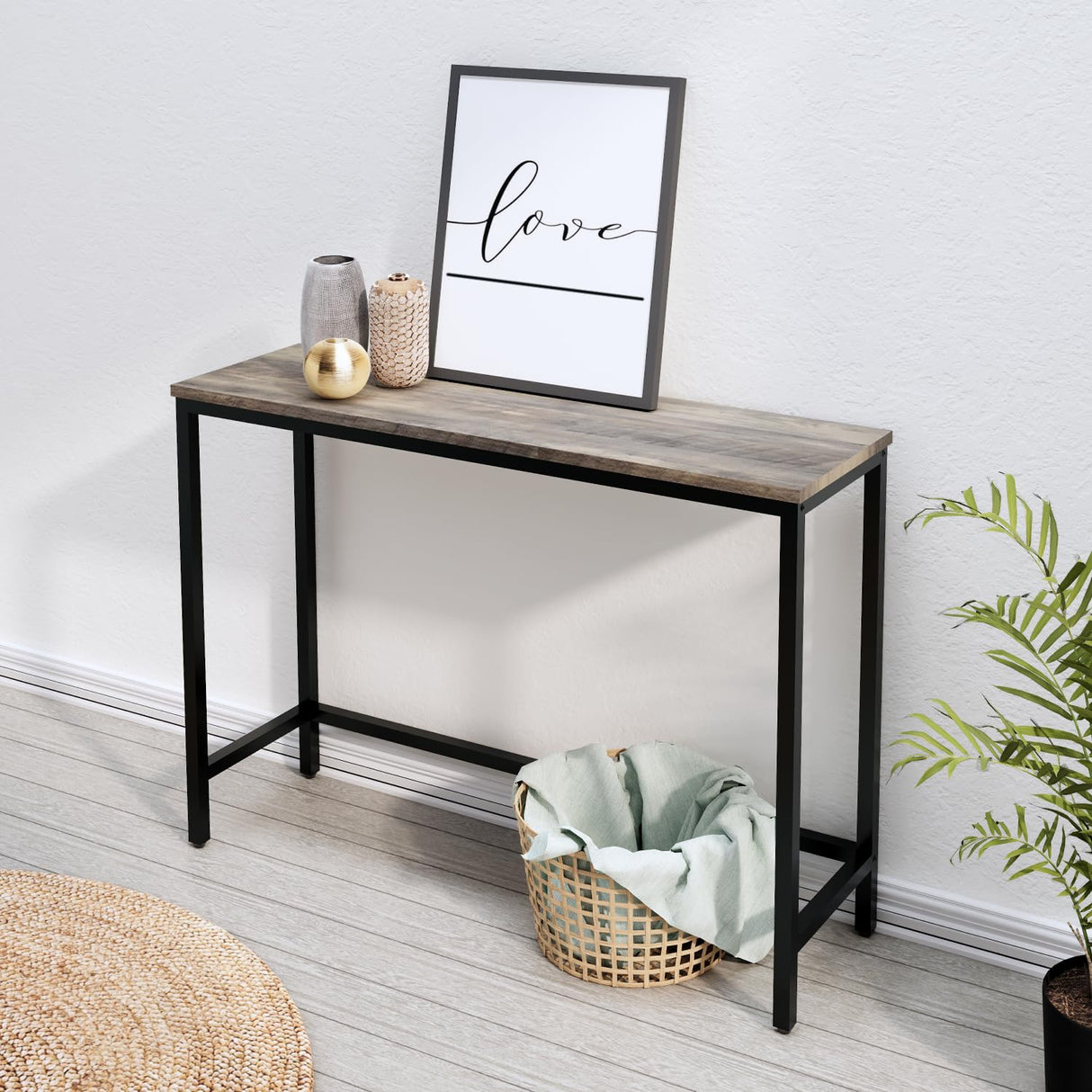 Timberer 39.4” Console Table, Hallway Entrance Table Sofa Table Behind Couch, for Living Room, Entryway, Easy Assembly, Accent Table, Grey Timberer