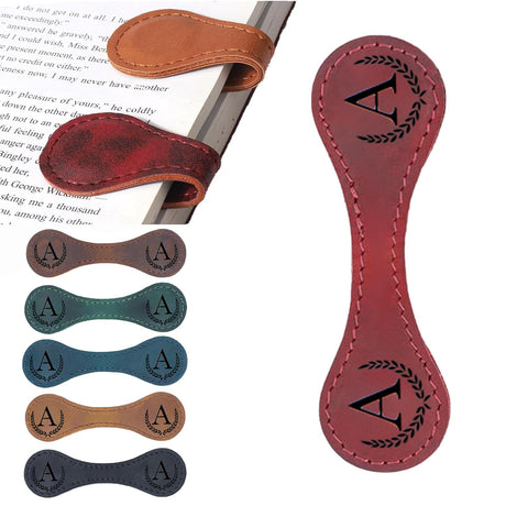 Personalized Magnetic Leather Bookmark, 26 Letters Custom Leather Bookmarks, Handmade, Leather Magnetic Bookmark for Book Lovers Readers Women Kid(Red，A） Artlaza
