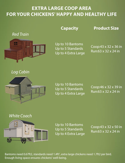 Wooden Chicken Coop, 106" Outdoor Hen House with Run, Waterproof Roof, Nesting Box, Pull-Out Trays & Ramp，Backyard Poultry Cage for Chickens, Ducks, and Rabbits, Lightwood