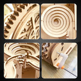 3D Puzzle Wooden Marble Run for Adults DIY Mechanical Puzzle Assembly Wood Crafts to Build Wood Model Kit for Kids Age 14+Years Old IQIETOY