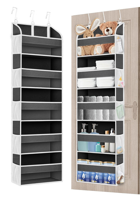 TAHAVICE 1 Pack Over The Door Organizer, Bathroom Organizers and Storage with 5 Pockets 10 Mesh Pockets, 50 lbs Weight Capacity Stuffed Animal Storage for Nursery Newborn Baby Essential TAHAVICE