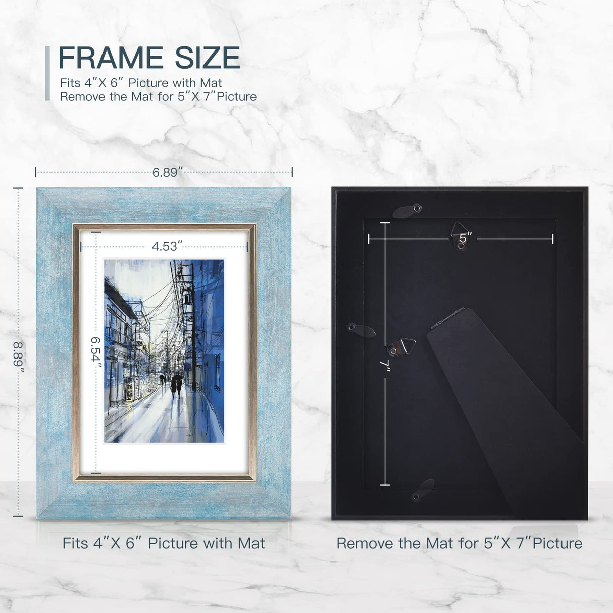 XUANLUO 5x7 Picture Frames Set of 4 Rustic Retro Photo Frame with Tempered Glass Wall Mount and Tabletop Display Family Friends Wedding Gift XUANLUO