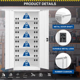 Fesbos Metal Storage Cabinet-72” Tall Steel File Cabinets with Lockable Doors and Adjustable Shelves-White Steel Storage Cabinet for Kitchen, Office, Garage Fesbos