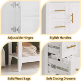 IRONCK Bathroom Vanity with Sink, 36" Modern Undermount Bathroom Sink Cabinet with 4 Drawers&Open Shelf, Vanity Sink with Charging Station and Door Shelves, White IRONCK