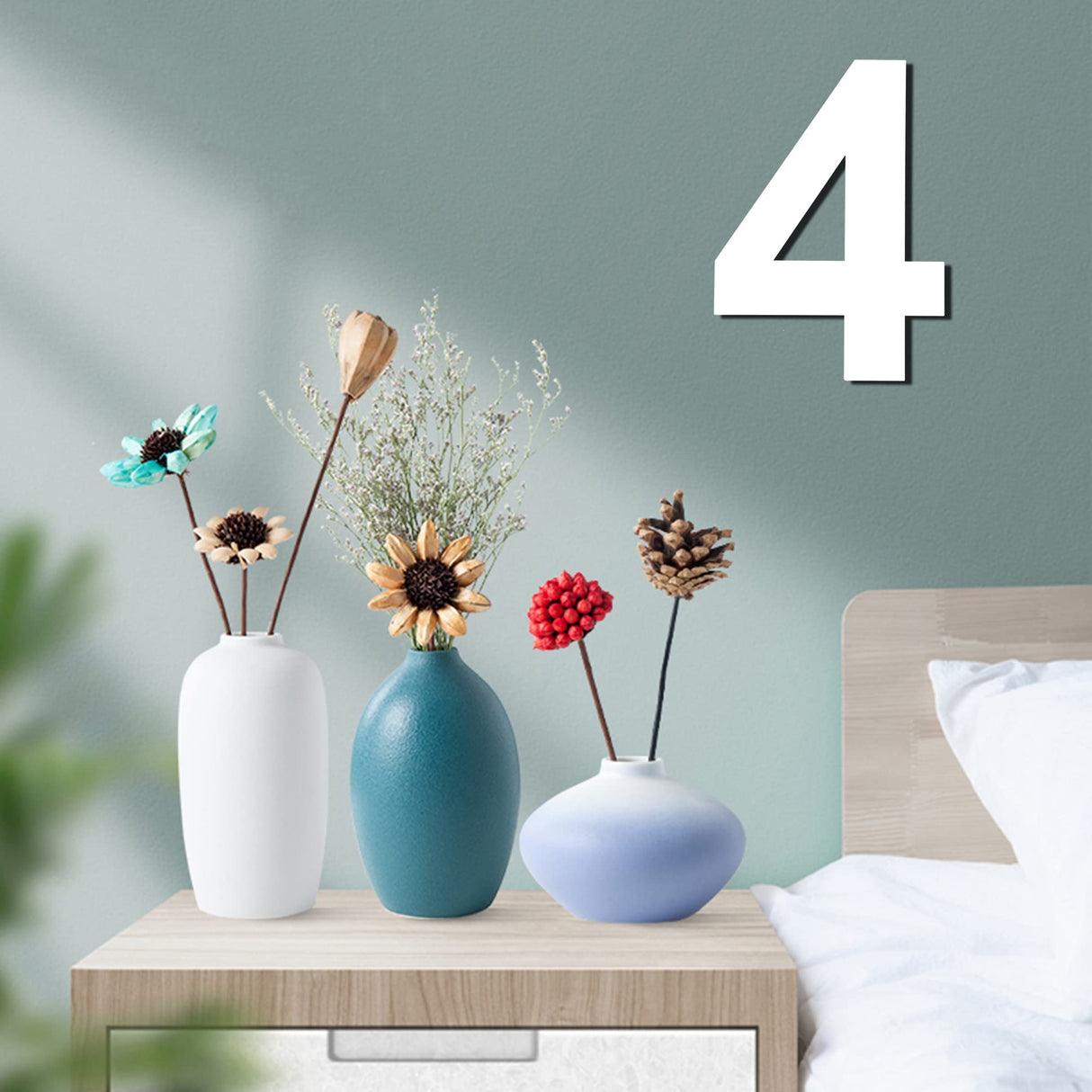 12 Inch Wooden Number 4, 1/4 Inch Thick Large Unfinished Wood Letter for DIY Crafts Home Wall Decor TDOCK