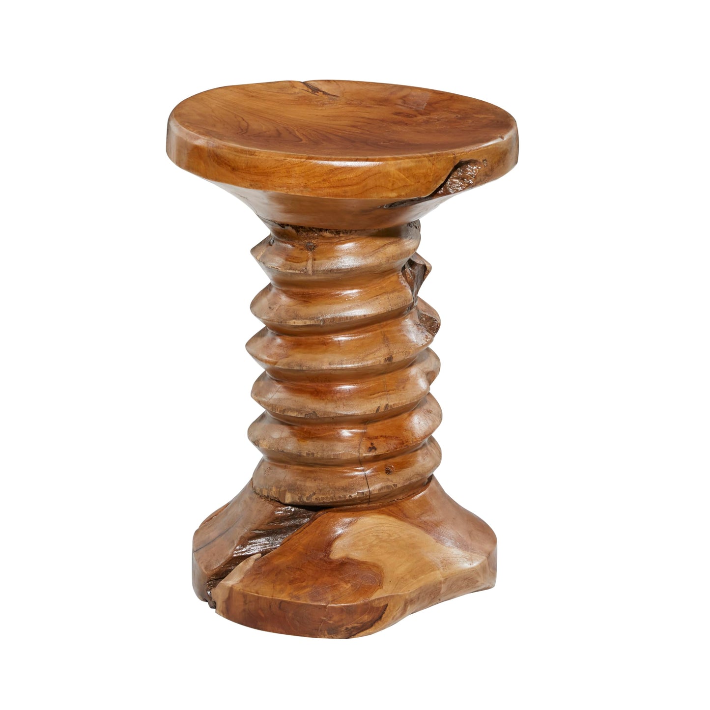 Deco 79 Rustic Teak Wood Stool Accent, Side Table 13" x 13" x 19", Brown - WoodArtSupply