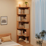 2, 3, 4, 5 Tier Corner Bookshelf, Wood Small Bookcase with Open Shelf Units, Natural Oak Modern Mid Century Corner Book Shelf for Bedroom, Living Room, Home Office, Natural (5-Shelf) Generic