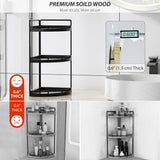 CeleVista Corner Bathroom Counter Organizer, 3 Tier Bathroom Sink Shelf Countertop, Wood Vanity Skincare Storage for Toiletries Decor, Makeup, Dresser(Black) CeleVista