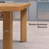 PURPLE LEAF 13 Pieces Patio Dining Set Aluminum Rectangular Table and Wicker Chairs with Cushions for Kitchen Porch Garden Modern Outdoor Furniture Sets, Teak PURPLE LEAF