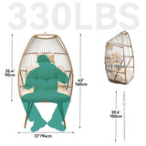 YITAHOME 2 in 1 Egg Chairs with Stand Egg Hanging Swing Chairs Rattan Wicker Chairs with Cushions Indoor Outdoor for Patio, Garden, Backyard, Porch, Beige YITAHOME