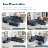 LLappuil Oversized Sectional Sofa Modular Couch with Storage, 10 Seater U Shaped Sectional Couches Set for Living Room, Denim Blue LLappuil