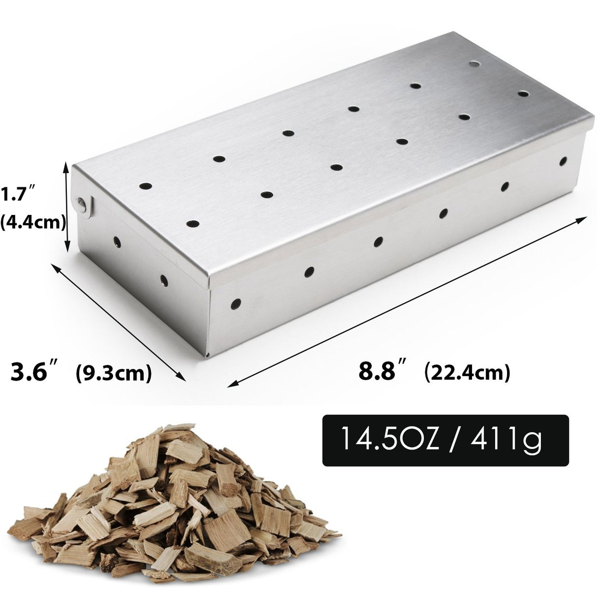 Smoker Box, BBQ Wood Chips Smoker Box for Gas or Charcoal Grills Heavy Duty Stainless Steel Barbecue Smoker Box Grill Accessories KEISSCO