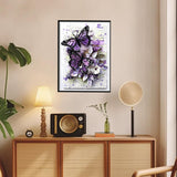 DOTZSO Butterfly Diaomnd Painting Kits for Adults DIY 5D Round Full Drill Butterfly Flowers Diamond Art Adult Diamond Painting Very Suitable for Home Leisure and Wall Decoration 11.8x15.7 (Inches) DOTZSO