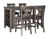 Signature Design by Ashley Caitbrook Rustic Counter Height Dining Table with Storage, Dark Gray Signature Design by Ashley