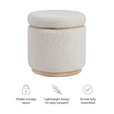 Linon Home Décor Cream Sherpa Round Storage Wooden Base by Linon Lexington Ottoman (AMZN2305) Linon