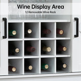 Winlice Buffet Cabinet w/Storage, Large 54" Farmhouse Wine & Coffee Bar Cabinet w/Sliding Barn Doors, Wine Rack, Rustic Large Buffet Sideboard w/3 Drawers for Living, Dining Room, White Winlice