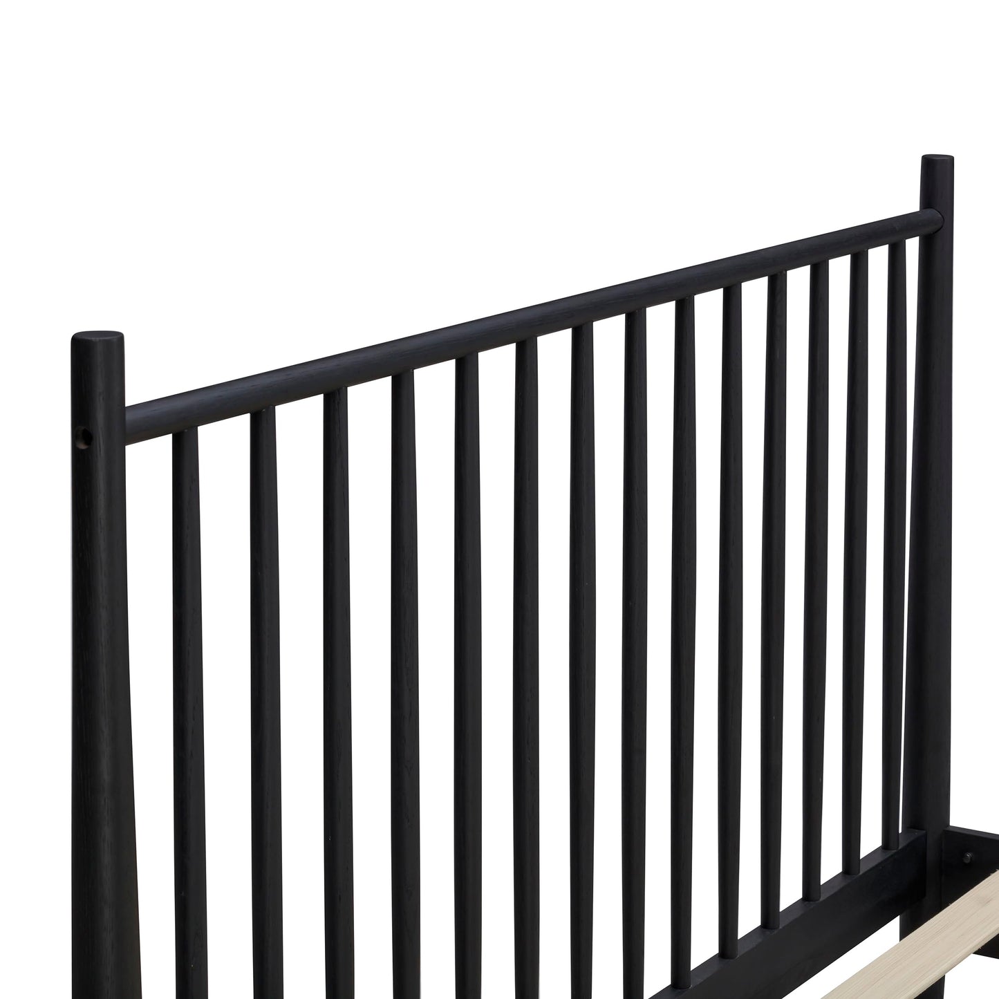 NTC Inno King Wooden Bed Frame with Headboard - Solid Oak & Rubber Wood, Burnt Black Finish - WoodArtSupply