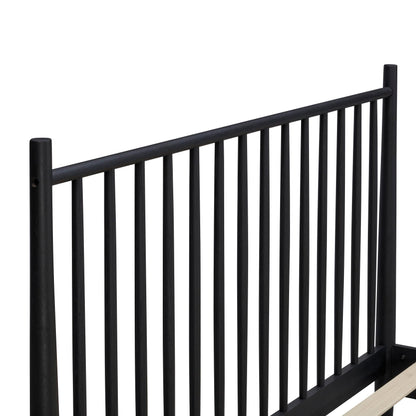 NTC Inno King Wooden Bed Frame with Headboard - Solid Oak & Rubber Wood, Burnt Black Finish - WoodArtSupply