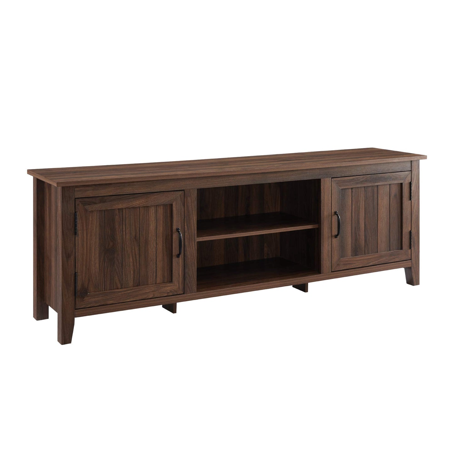 Walker Edison Ashbury Coastal Style Grooved Door TV Stand for TVs up to 80 Inches, 70 Inch, Dark Walnut - WoodArtSupply