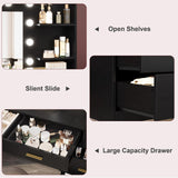 61" Make up Vanity Desk with Mirror and Lights, Black Vanity with 8 Wide Storage Drawers & 2 Tier Shelves, 3 Lighting Modes with Adjustable Brightness, Vanity Desk for Bedroom GarveeHome