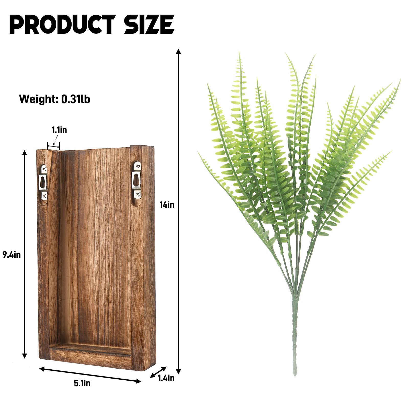 2 Pack Wood Wall Planter Vase with Artificial Persian Grass, Modern Indoor Wall Hanging Decor for Home Living Room Bedroom Farmhouse Wooden Pocket Vases for Dried Flowers and Faux Greenery Pl - WoodArtSupply